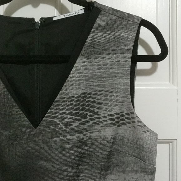 T Tahari Gray Black Ombre Reptile Print Sheath Dress - Picture 4 of 9